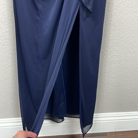 NWT JS Collections Carrie Bateau Gown Navy Blue Embroidered Sequin Sz 10 - Picture 5 of 12